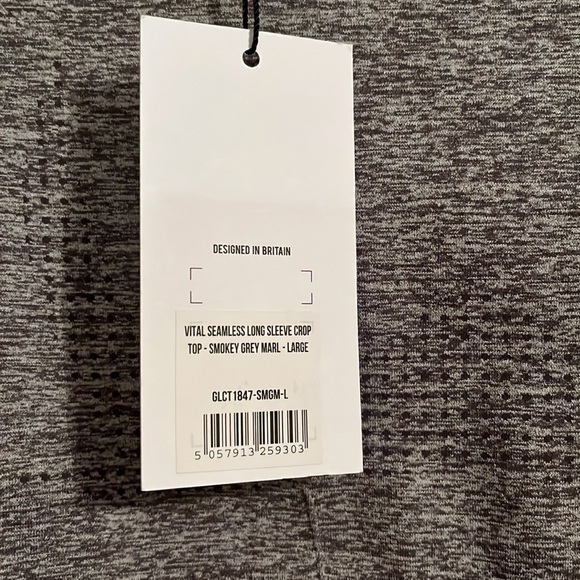 Gymshark Vital Seamless Long Sleeve Crop Top, women’s size Large, grey - Picture 8 of 8